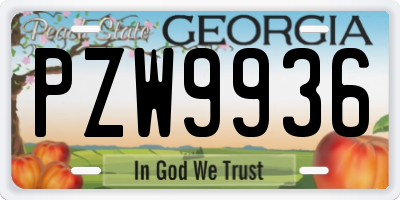 GA license plate PZW9936
