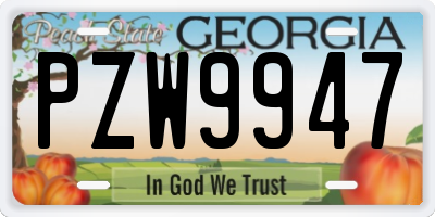 GA license plate PZW9947