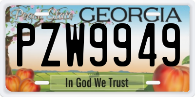 GA license plate PZW9949