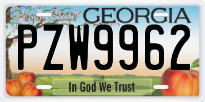 GA license plate PZW9962