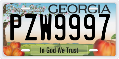 GA license plate PZW9997
