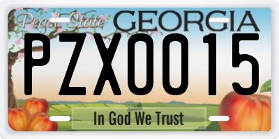 GA license plate PZX0015