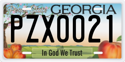 GA license plate PZX0021