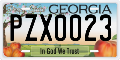 GA license plate PZX0023