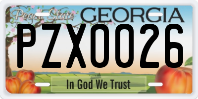 GA license plate PZX0026