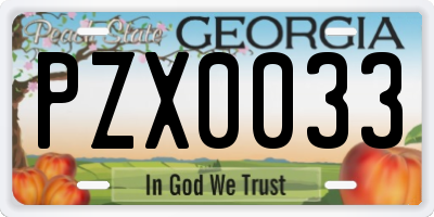 GA license plate PZX0033