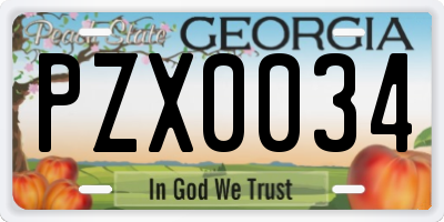 GA license plate PZX0034