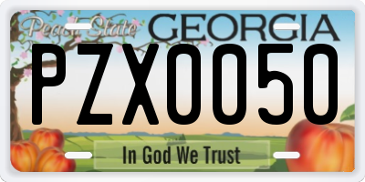GA license plate PZX0050