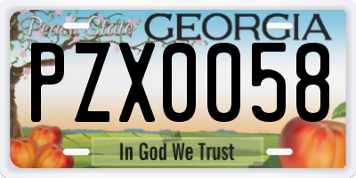 GA license plate PZX0058