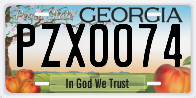 GA license plate PZX0074