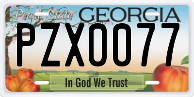 GA license plate PZX0077