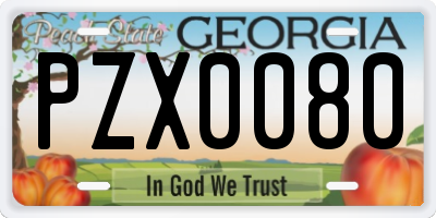 GA license plate PZX0080