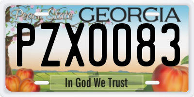 GA license plate PZX0083