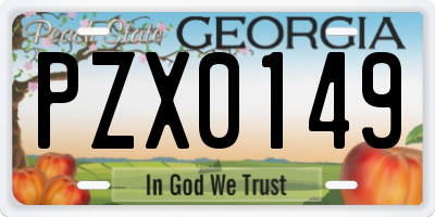 GA license plate PZX0149