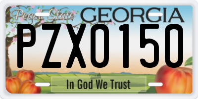 GA license plate PZX0150