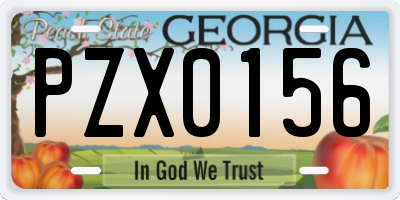 GA license plate PZX0156