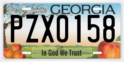 GA license plate PZX0158