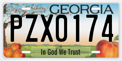 GA license plate PZX0174