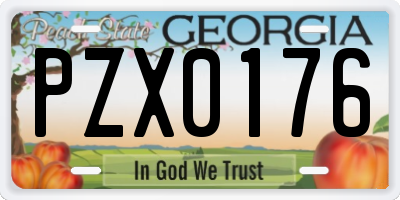 GA license plate PZX0176