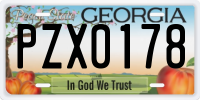 GA license plate PZX0178