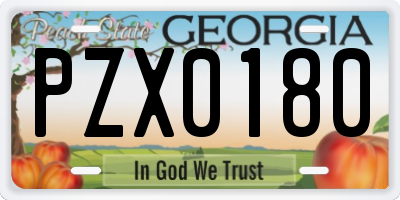 GA license plate PZX0180