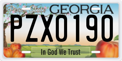GA license plate PZX0190