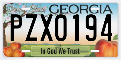 GA license plate PZX0194