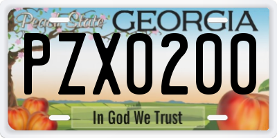 GA license plate PZX0200