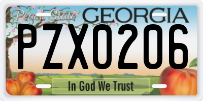 GA license plate PZX0206