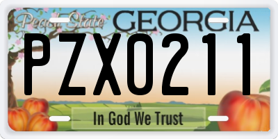 GA license plate PZX0211