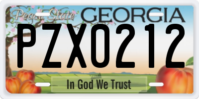 GA license plate PZX0212