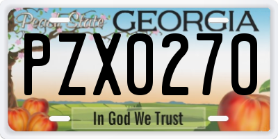 GA license plate PZX0270