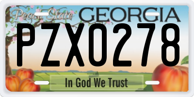 GA license plate PZX0278