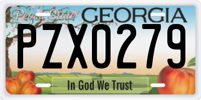 GA license plate PZX0279