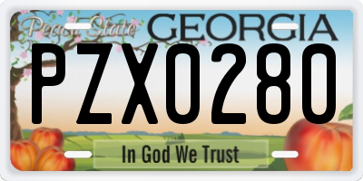 GA license plate PZX0280