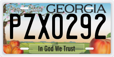 GA license plate PZX0292