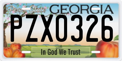 GA license plate PZX0326