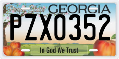 GA license plate PZX0352