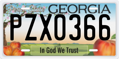 GA license plate PZX0366