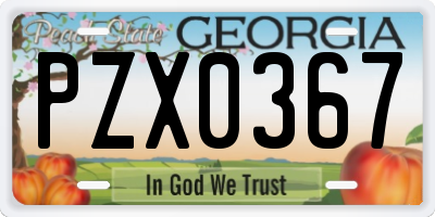 GA license plate PZX0367
