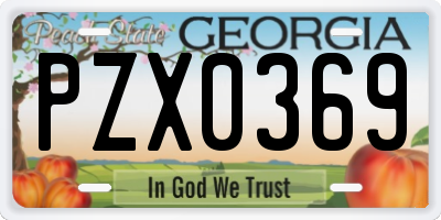 GA license plate PZX0369