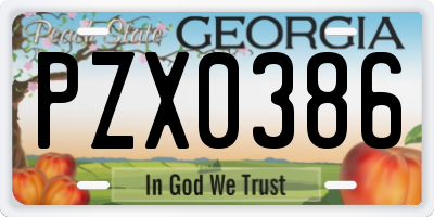 GA license plate PZX0386