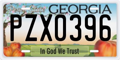 GA license plate PZX0396