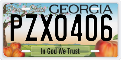 GA license plate PZX0406