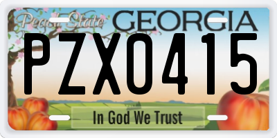GA license plate PZX0415