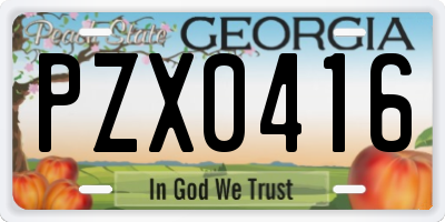 GA license plate PZX0416