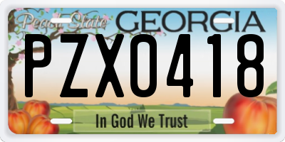 GA license plate PZX0418