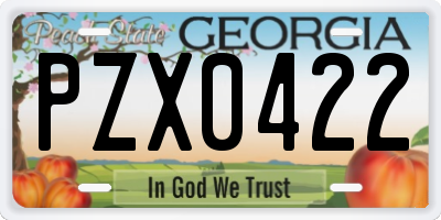 GA license plate PZX0422