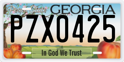 GA license plate PZX0425