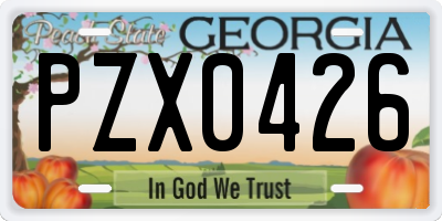 GA license plate PZX0426